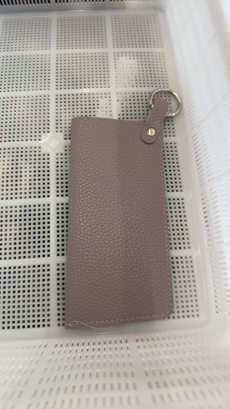 Portable PU eyeglasses storage bag, simple sunglasses case, keychain eyeglasses hanging pouch